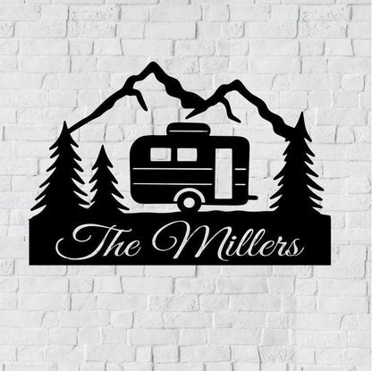 Personalized Camper Metal Sign | Camping Gift | Camper home decor Sign | Camper Trailer Gift | Metal Monogram Sign