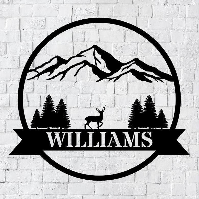 Personalized Family Name Metal Sign | Housewarming Gift | Door Hanger | Wedding Gift | Nature Metal Monogram Sign | Nature Metal Sign