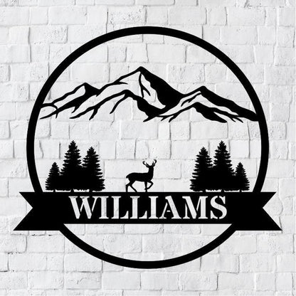 Personalized Family Name Metal Sign | Housewarming Gift | Door Hanger | Wedding Gift | Nature Metal Monogram Sign | Nature Metal Sign