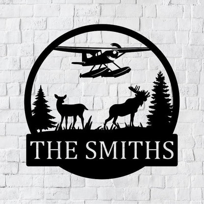 Personalized Family Name Metal Sign | Housewarming Gift | Door Hanger | Wedding Gift | Nature Metal Monogram Sign | Nature Metal Sign