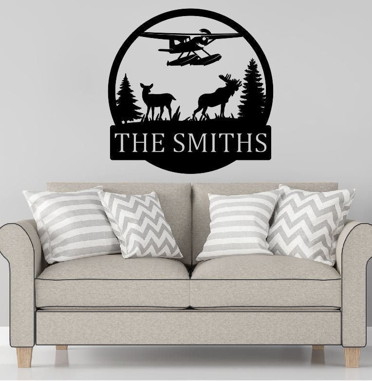 Personalized Family Name Metal Sign | Housewarming Gift | Door Hanger | Wedding Gift | Nature Metal Monogram Sign | Nature Metal Sign