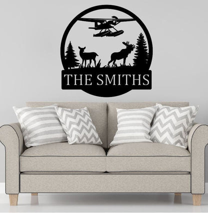 Personalized Family Name Metal Sign | Housewarming Gift | Door Hanger | Wedding Gift | Nature Metal Monogram Sign | Nature Metal Sign