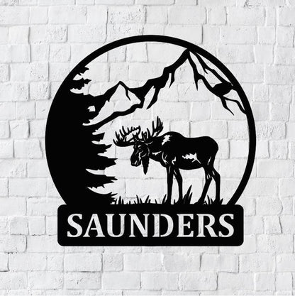 Personalized Family Name Metal Sign | Housewarming Gift | Door Hanger | Wedding Gift | Nature Metal Monogram Sign | Nature Metal Sign