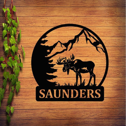 Personalized Family Name Metal Sign | Housewarming Gift | Door Hanger | Wedding Gift | Nature Metal Monogram Sign | Nature Metal Sign