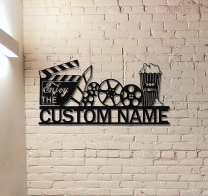 Personalized Theater Metal Sign,Family Name Cinema Sign,Home Theater Decor,Light up Home Theater Wall Art,Custom Cinema Sign