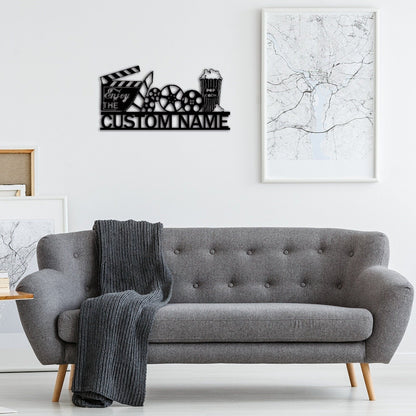 Personalized Theater Metal Sign,Family Name Cinema Sign,Home Theater Decor,Light up Home Theater Wall Art,Custom Cinema Sign