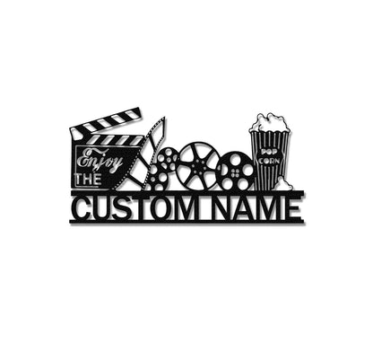Personalized Theater Metal Sign,Family Name Cinema Sign,Home Theater Decor,Light up Home Theater Wall Art,Custom Cinema Sign