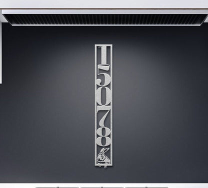 Vertical Metal Address Sign, Custom Address Sign, House Numbers Metal Sign, Rabbit Address Sign, Bunny Metal Address Plaque, Large Sign