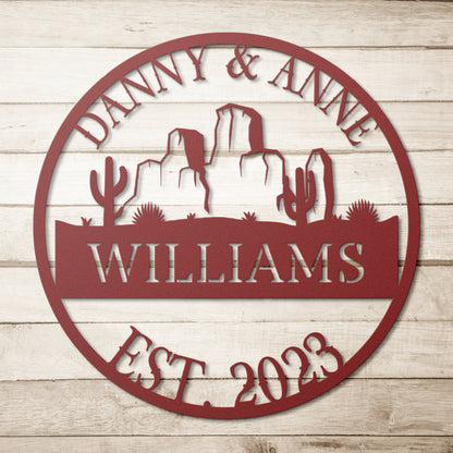 Arizona Metal Wedding Sign, Last Name Established Sign, Family Name Sign, Metal Sign Custom, Couple Gift, Texas Personalized Sign