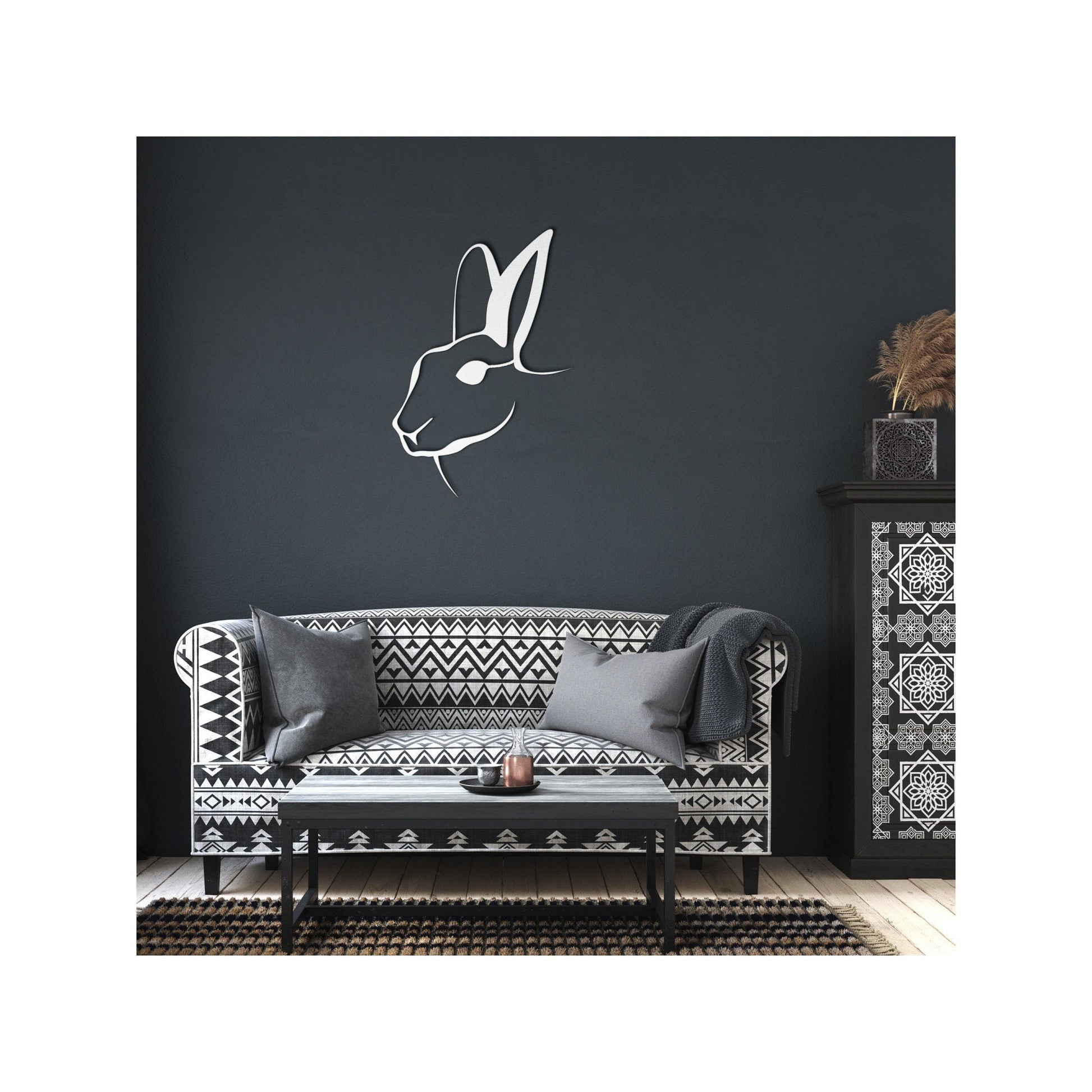 Rabbit Metal Sign, Rabbit Head Wall Decor, Farmhouse Rabbit Sign, Farm Animals Home Decor, Minimalist Rabbit Metal Art, Rabbit Lovers Gift