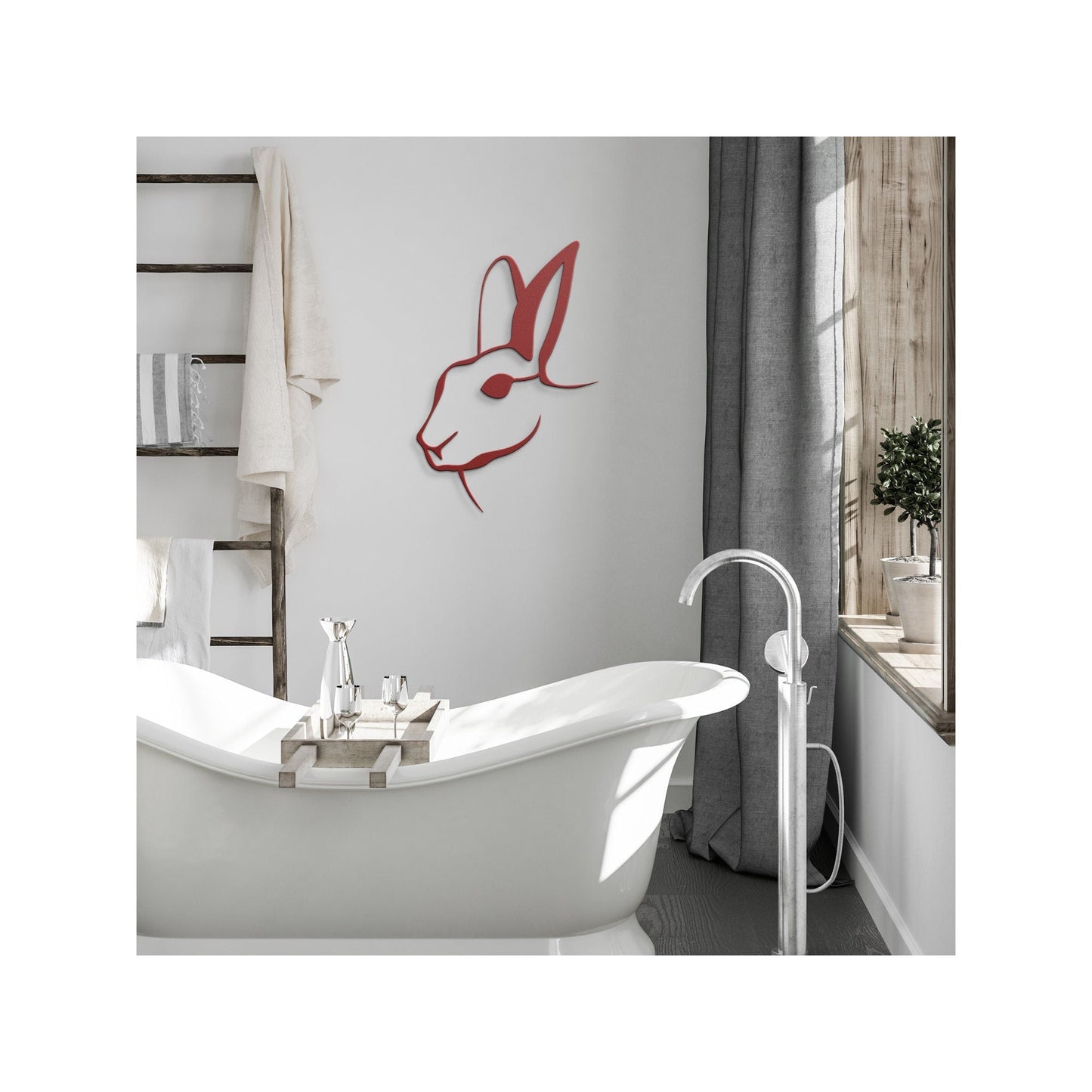 Rabbit Metal Sign, Rabbit Head Wall Decor, Farmhouse Rabbit Sign, Farm Animals Home Decor, Minimalist Rabbit Metal Art, Rabbit Lovers Gift