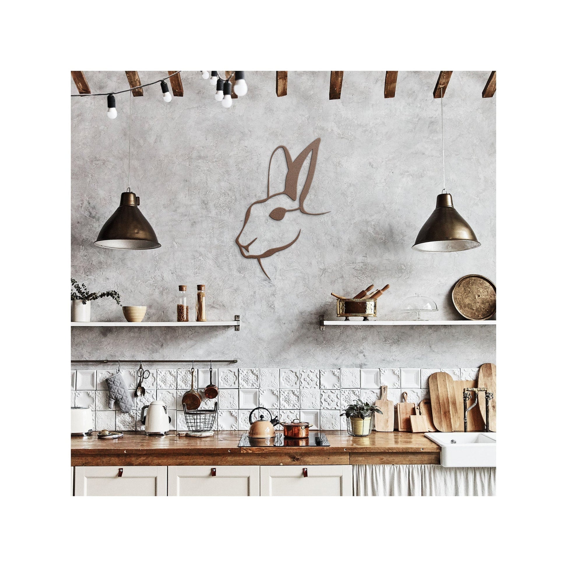 Rabbit Metal Sign, Rabbit Head Wall Decor, Farmhouse Rabbit Sign, Farm Animals Home Decor, Minimalist Rabbit Metal Art, Rabbit Lovers Gift