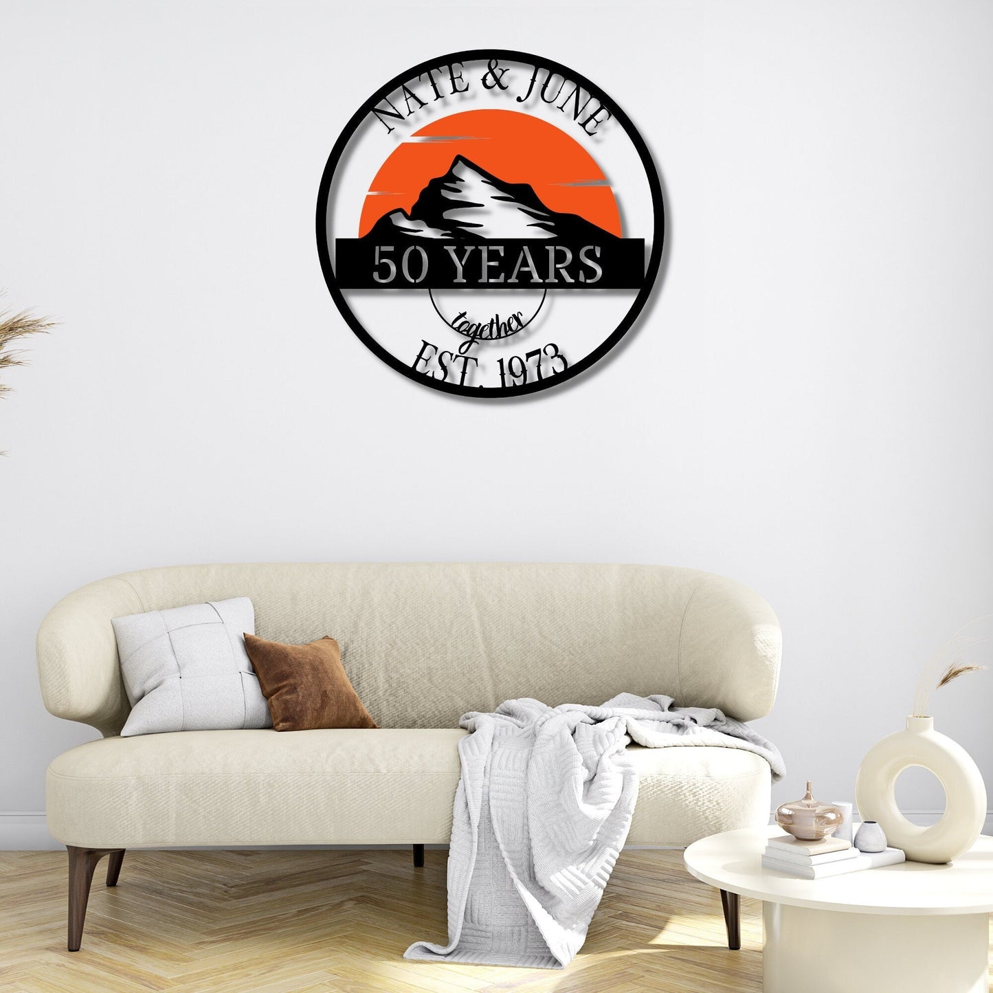 50th Anniversary Gift, Parents Anniversary, Golden Anniversary, 50 Year Anniversary Sign, Wedding Anniversary Metal Wall Art, Color Sign