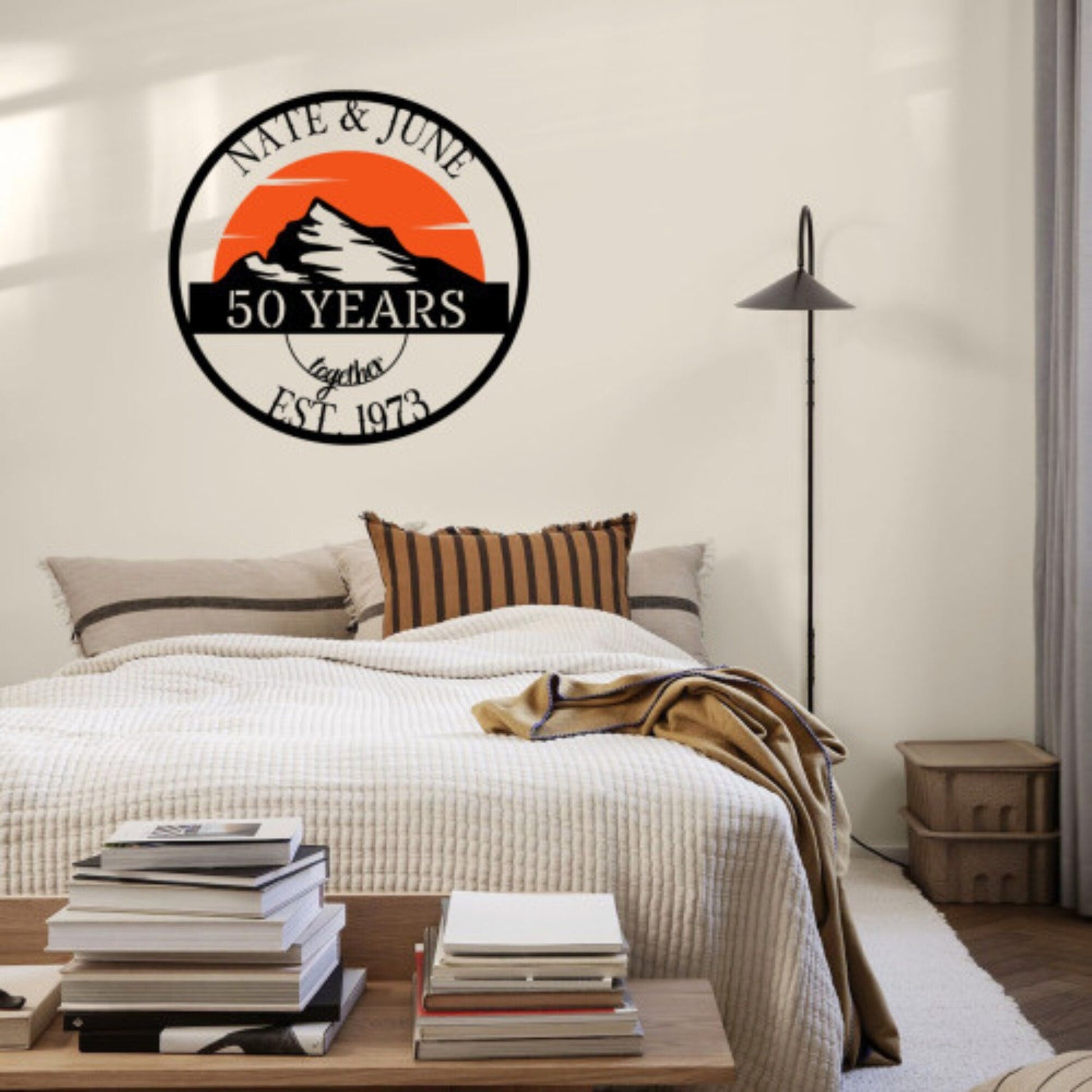 50th Anniversary Gift, Parents Anniversary, Golden Anniversary, 50 Year Anniversary Sign, Wedding Anniversary Metal Wall Art, Color Sign