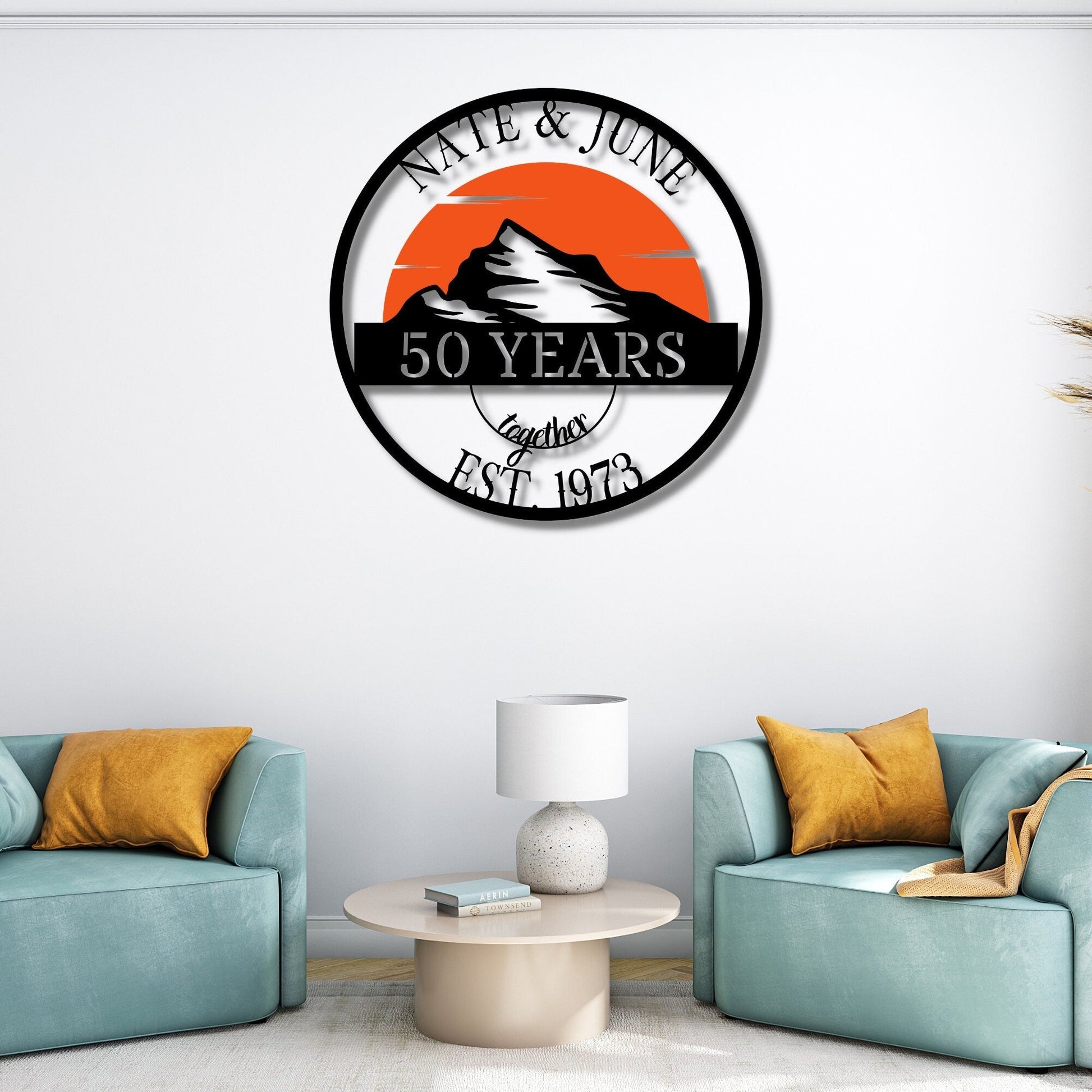 50th Anniversary Gift, Parents Anniversary, Golden Anniversary, 50 Year Anniversary Sign, Wedding Anniversary Metal Wall Art, Color Sign