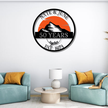 50th Anniversary Gift, Parents Anniversary, Golden Anniversary, 50 Year Anniversary Sign, Wedding Anniversary Metal Wall Art, Color Sign