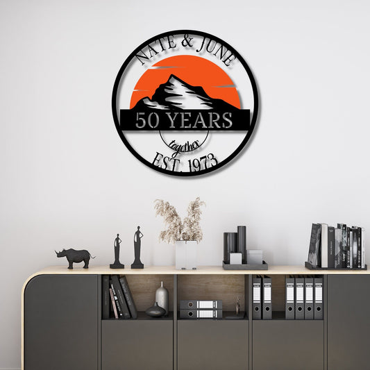 50th Anniversary Gift, Parents Anniversary, Golden Anniversary, 50 Year Anniversary Sign, Wedding Anniversary Metal Wall Art, Color Sign