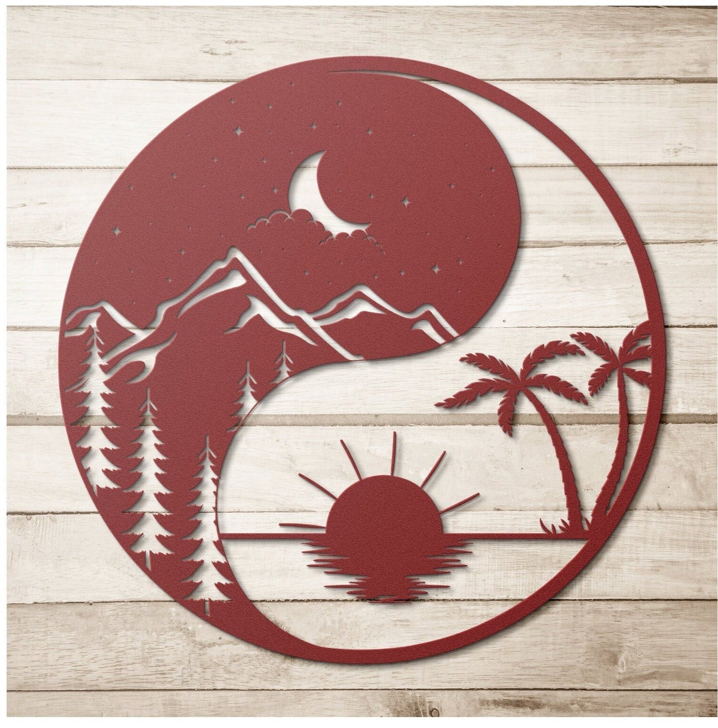 Sun And Moon Metal Sign, Ying Yang Metal Wall Art, Metal Sun And Moon Decor, Sun and Moon Wall Art, Housewarming Gift, Day and Night Sign