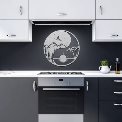 Sun And Moon Metal Sign, Ying Yang Metal Wall Art, Metal Sun And Moon Decor, Sun and Moon Wall Art, Housewarming Gift, Day and Night Sign