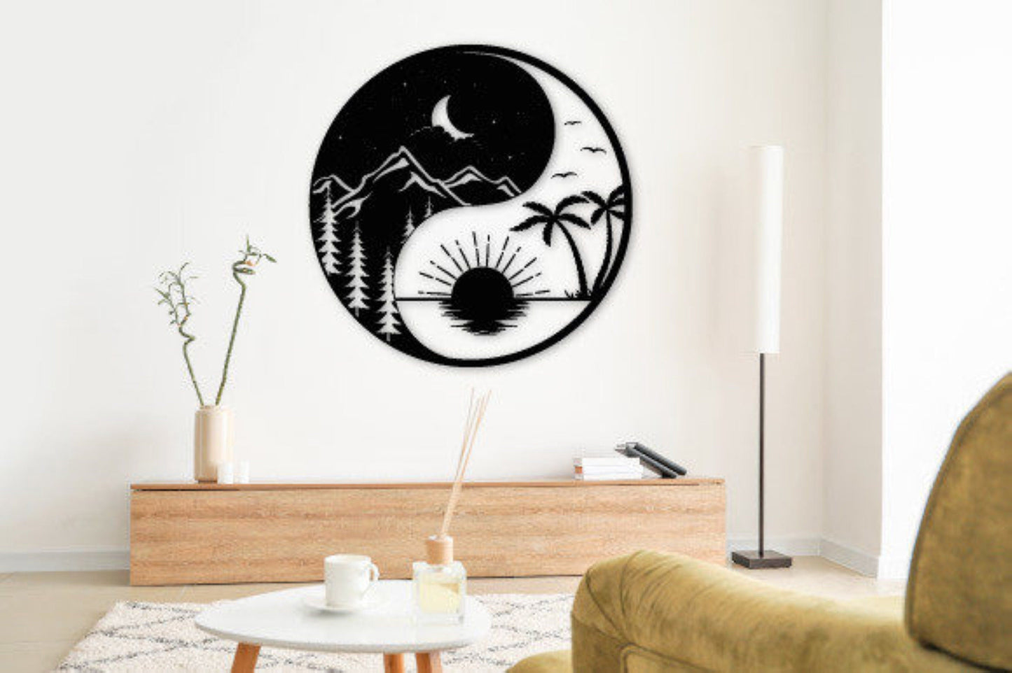 Sun And Moon Metal Sign, Ying Yang Metal Wall Art, Metal Sun And Moon Decor, Sun and Moon Wall Art, Housewarming Gift, Day and Night Sign