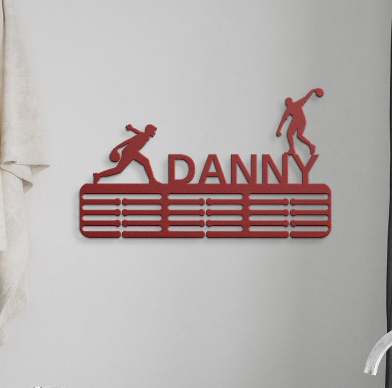 Personalized Bowling Medal Hanger, Medal Display, Medal Holder For Kids, Sports Medal Rack, Sports Metal Sign, Bowling Ornament