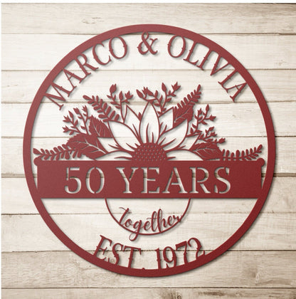 50th Anniversary Gifts For Parents, Wedding Anniversary Metal Sign, Golden Anniversary, 50th Anniversary Decor, 50 Year Anniversary Gift