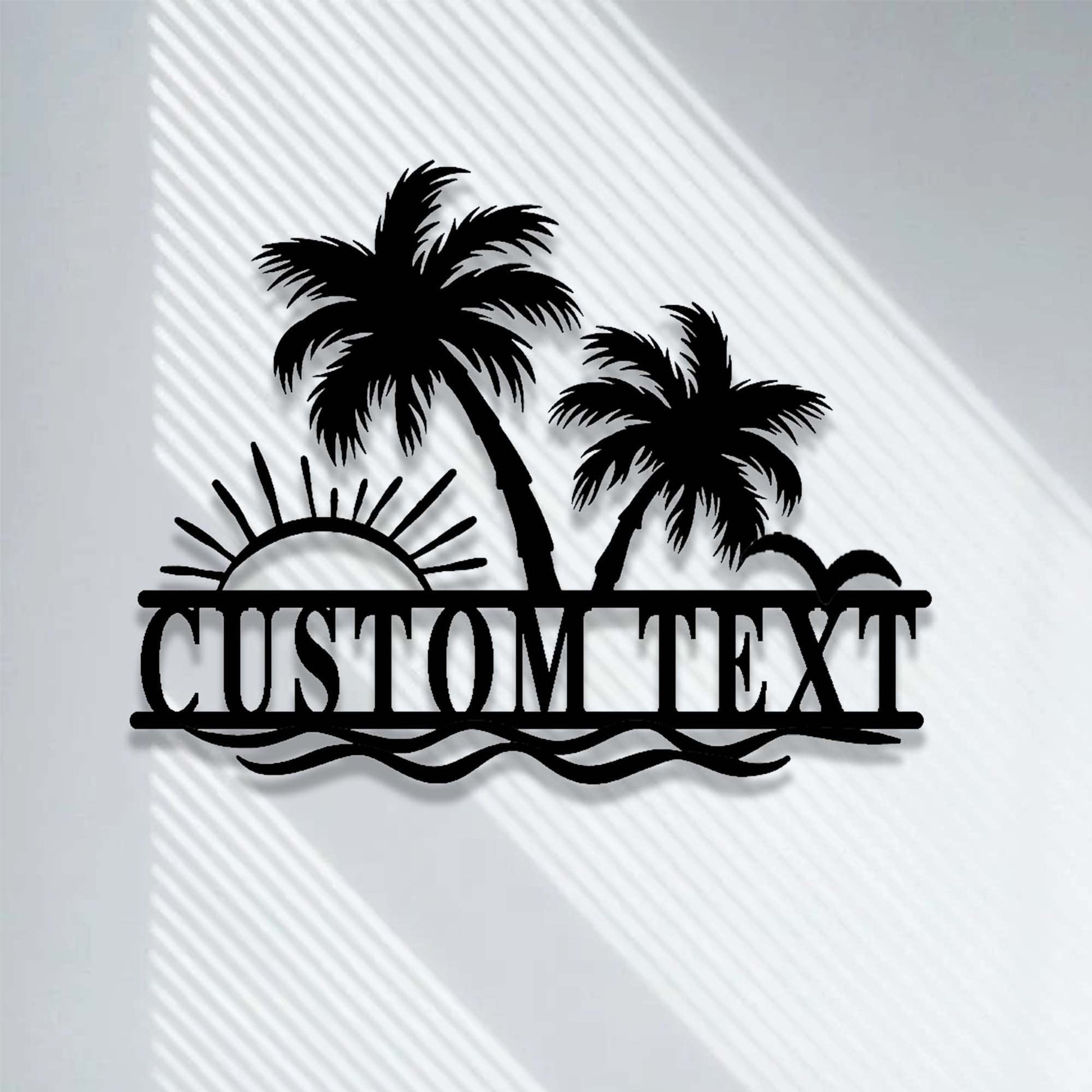 Custom Palm Trees Beach House Metal Sign,Family Beach House Wall Art,Personalized Sunshine Palm Tree Pool Sign,Pool Sign,Poolside Wall Decor