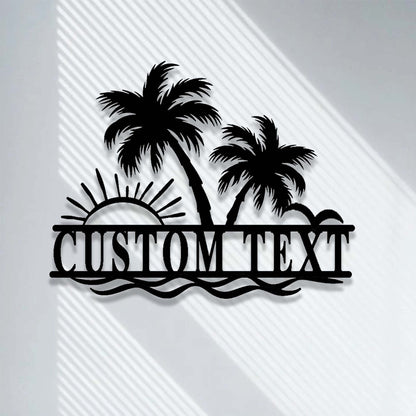 Custom Palm Trees Beach House Metal Sign,Family Beach House Wall Art,Personalized Sunshine Palm Tree Pool Sign,Pool Sign,Poolside Wall Decor