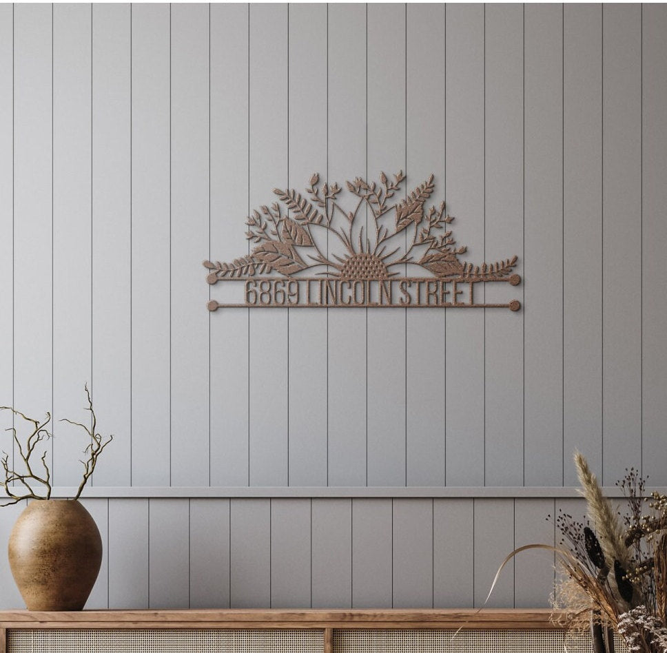 Personalized Metal Address Sign, Sunflower Address Sign, Metal House Numbers, Large Metal Sign, Metal Address Plaque, Custom Street Sign