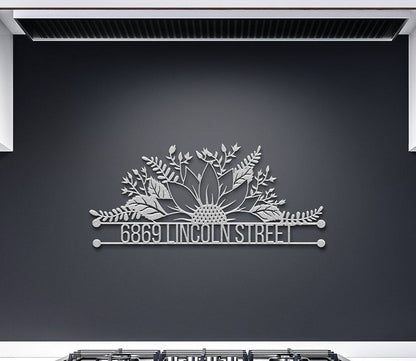 Personalized Metal Address Sign, Sunflower Address Sign, Metal House Numbers, Large Metal Sign, Metal Address Plaque, Custom Street Sign