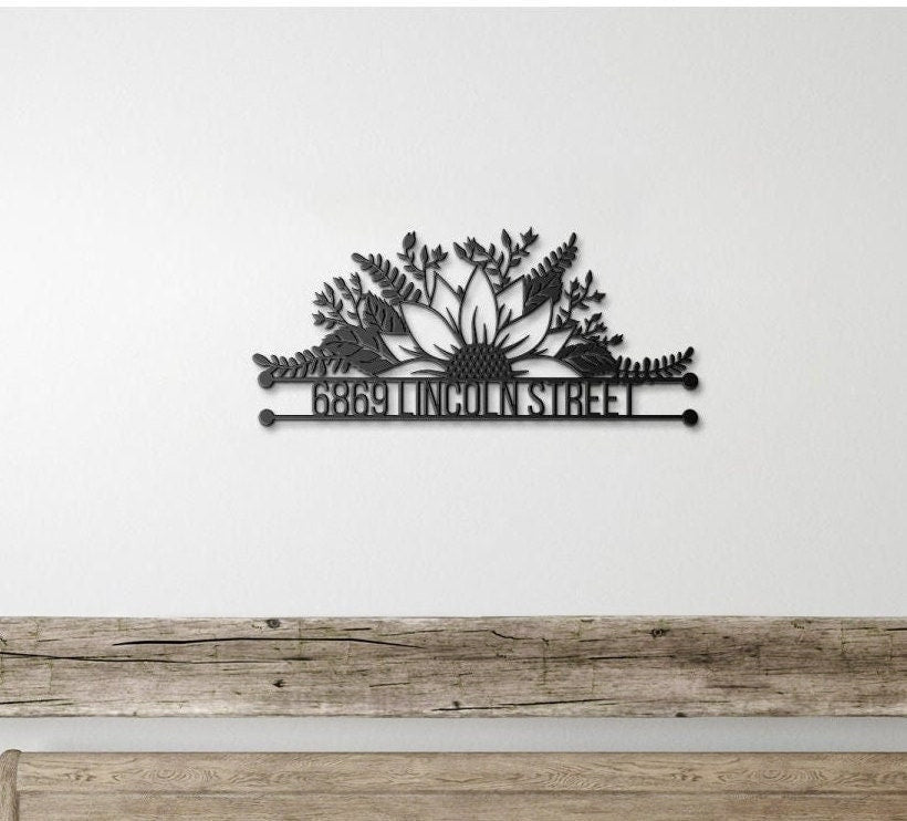 Personalized Metal Address Sign, Sunflower Address Sign, Metal House Numbers, Large Metal Sign, Metal Address Plaque, Custom Street Sign