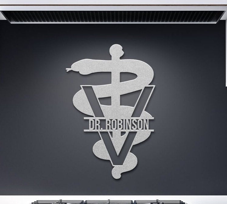 Custom Metal Veterinary Sign, Veterinarian Doctor Metal Sign, Veterinary Gift, Veterinarian Office Sign, Vet School Graduation Gift, Caduceu