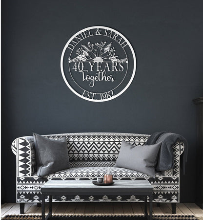 40th Anniversary Gift For Parents, Wedding Anniversary Metal Sign, Parents Anniversary Gift, Metal Wall Art