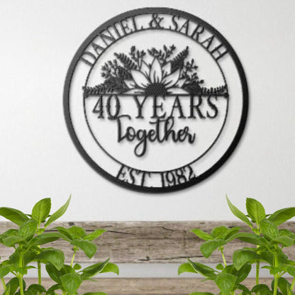 40th Anniversary Gift For Parents, Wedding Anniversary Metal Sign, Parents Anniversary Gift, Metal Wall Art