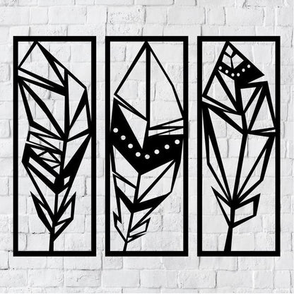 Three Piece Metal Wall Art Feathers / Metal Wall Art / 3 Piece Metal Wall Art / Metal Home Decor / Feather Wall Art Decor