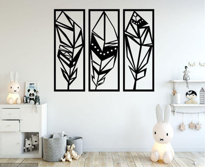 Three Piece Metal Wall Art Feathers / Metal Wall Art / 3 Piece Metal Wall Art / Metal Home Decor / Feather Wall Art Decor
