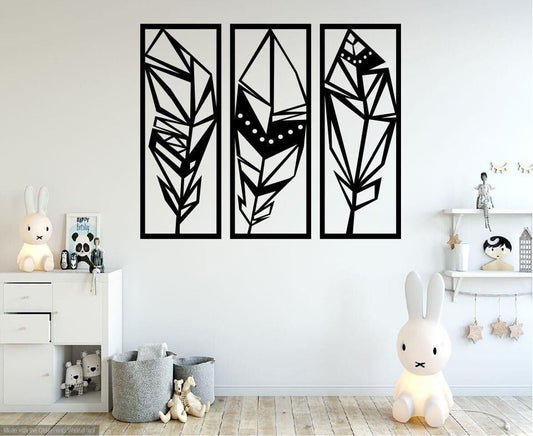Three Piece Metal Wall Art Feathers / Metal Wall Art / 3 Piece Metal Wall Art / Metal Home Decor / Feather Wall Art Decor