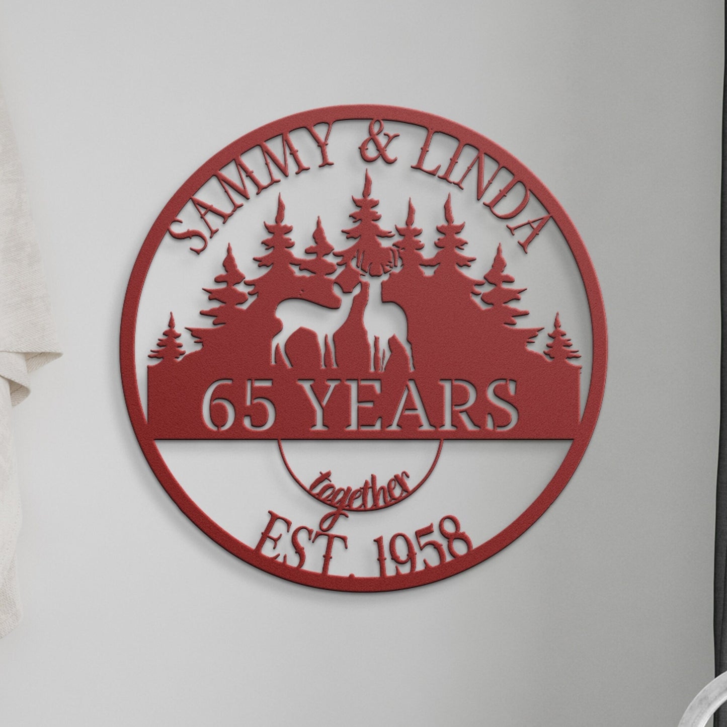 Personalized 65th Anniversary Metal Sign, Anniversary Gift For Parents, Wedding Anniversary, 65 Years Ornament, Wedding Metal Wall Art