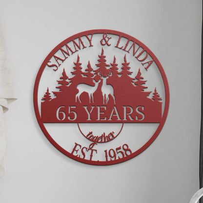 Personalized 65th Anniversary Metal Sign, Anniversary Gift For Parents, Wedding Anniversary, 65 Years Ornament, Wedding Metal Wall Art