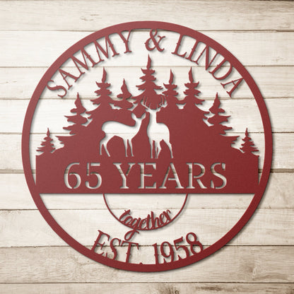 Personalized 65th Anniversary Metal Sign, Anniversary Gift For Parents, Wedding Anniversary, 65 Years Ornament, Wedding Metal Wall Art