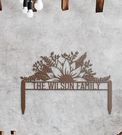 Family Custom Yard Sign, Outdoor Patio Metal Sign, Sunflower Metal Yard Sign, Welcome Yard Sign, Yard Address Sign, Address Sign For Yard