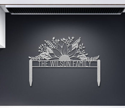 Family Custom Yard Sign, Outdoor Patio Metal Sign, Sunflower Metal Yard Sign, Welcome Yard Sign, Yard Address Sign, Address Sign For Yard