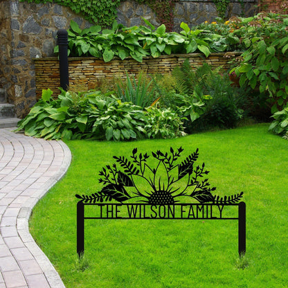 Family Custom Yard Sign, Outdoor Patio Metal Sign, Sunflower Metal Yard Sign, Welcome Yard Sign, Yard Address Sign, Address Sign For Yard