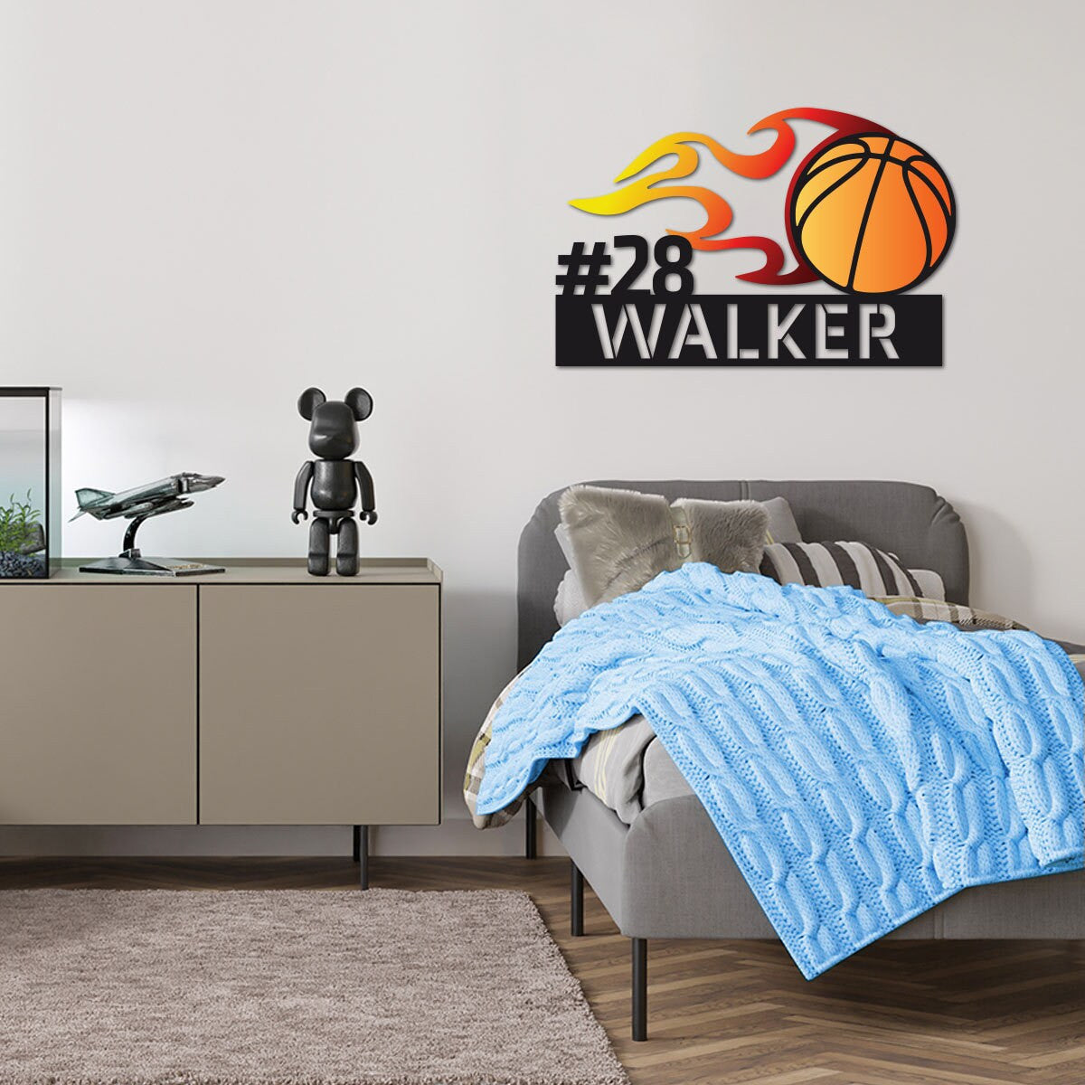 Metal Basketball Sign w Number, Basketball Metal Sign, Metal Kid's Name Sign, Custom Sports Metal Sign, Metal Name Sign, Kid's Room Sign