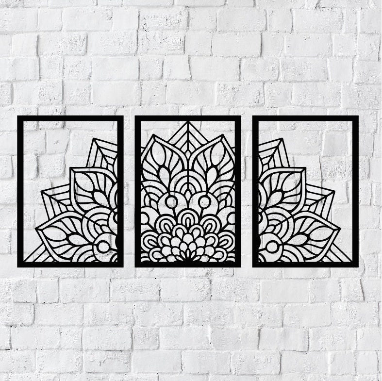 Three Piece Metal Wall Art Mandela / Metal Wall Art / 3 Piece Metal Wall Art / Metal Home Decor / Mandela Wall Art Decor