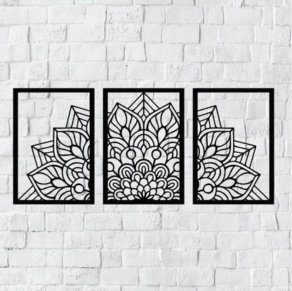 Three Piece Metal Wall Art Mandela / Metal Wall Art / 3 Piece Metal Wall Art / Metal Home Decor / Mandela Wall Art Decor