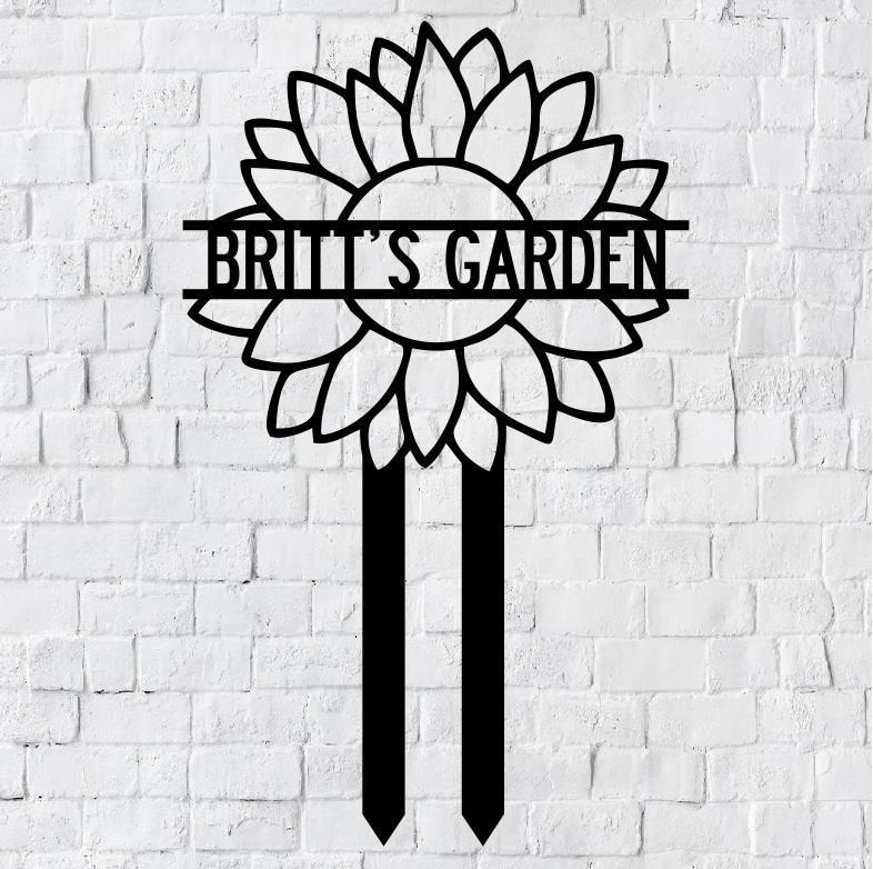 Personalized Flower Garden Stake Metal Sign | Garden Stake Metal Sign | Garden Sign | Custom Garden Sign | Garden Name Metal Sign