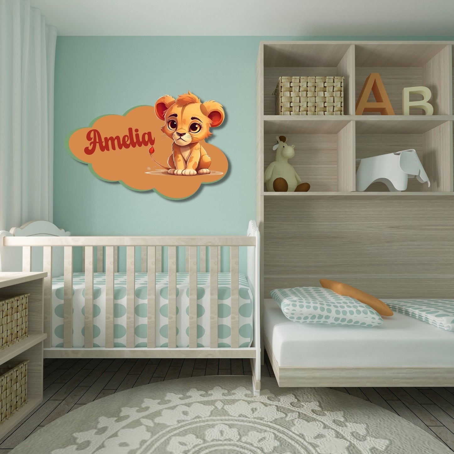 Lion Metal Nursery Decor, Personalized Metal Baby Name Sign, Baby Nursery Sign, Custom Nursery Sign, Metal Name Sign, Kids Name Sign