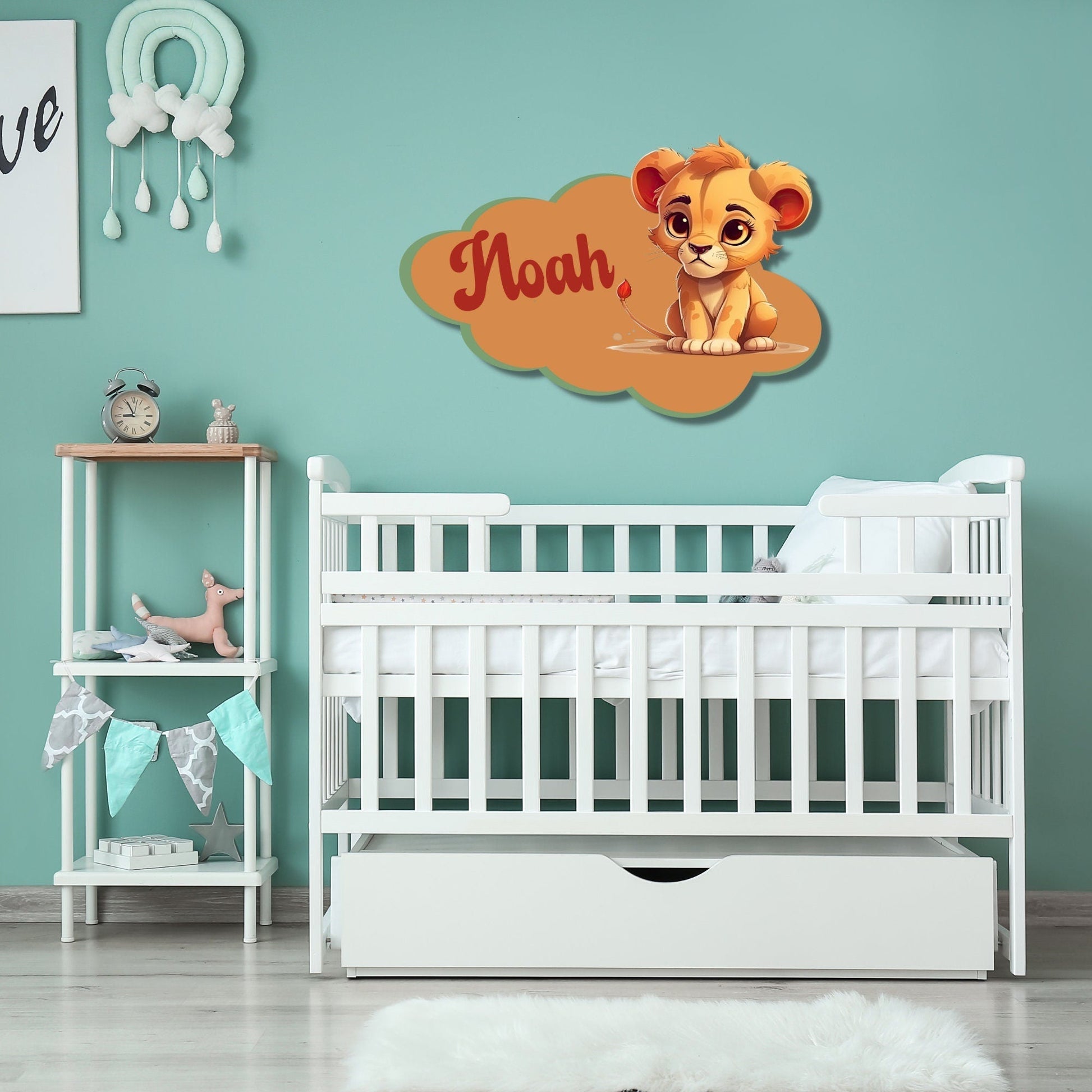 Lion Metal Nursery Decor, Personalized Metal Baby Name Sign, Baby Nursery Sign, Custom Nursery Sign, Metal Name Sign, Kids Name Sign