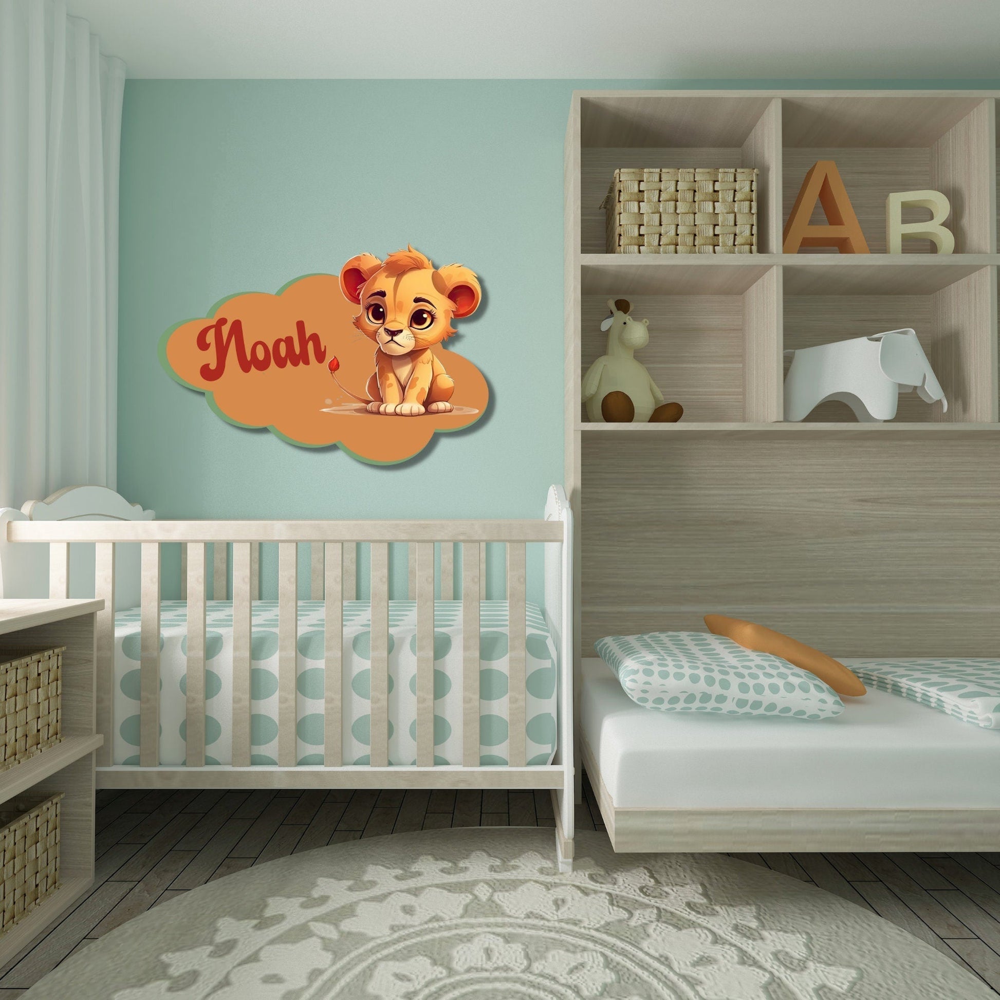 Lion Metal Nursery Decor, Personalized Metal Baby Name Sign, Baby Nursery Sign, Custom Nursery Sign, Metal Name Sign, Kids Name Sign